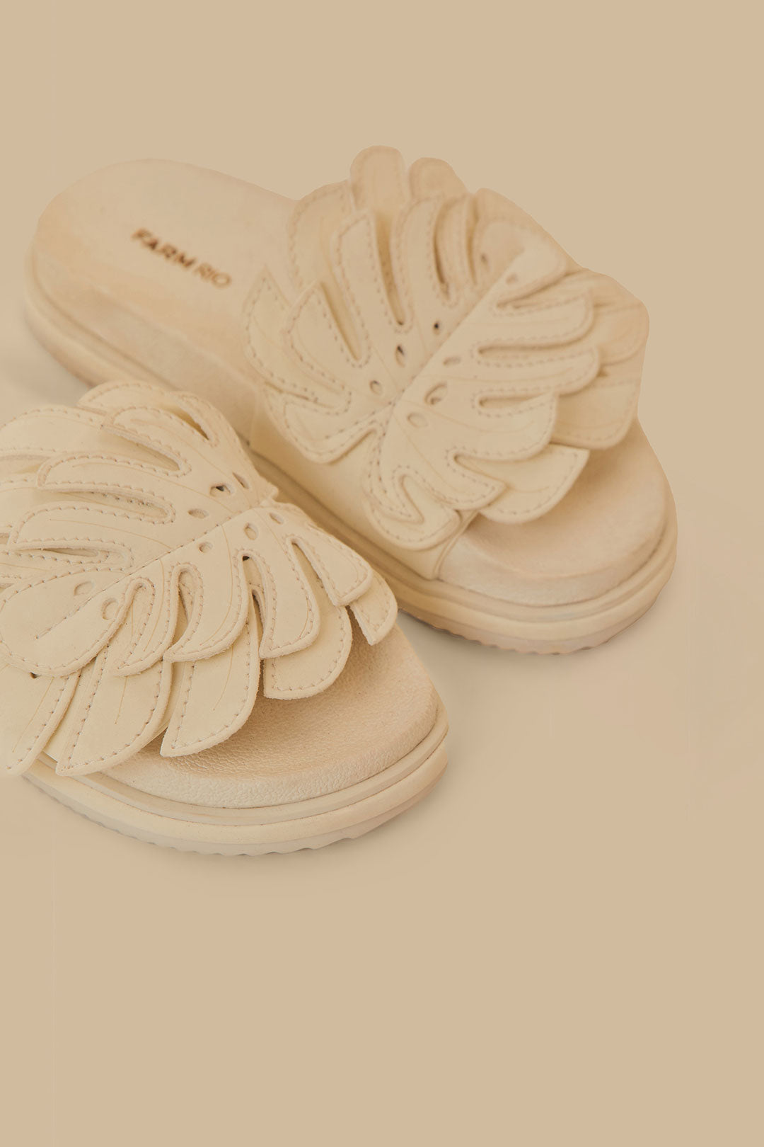 Mules Monstera à empiècement en coton mélangé - Blanc