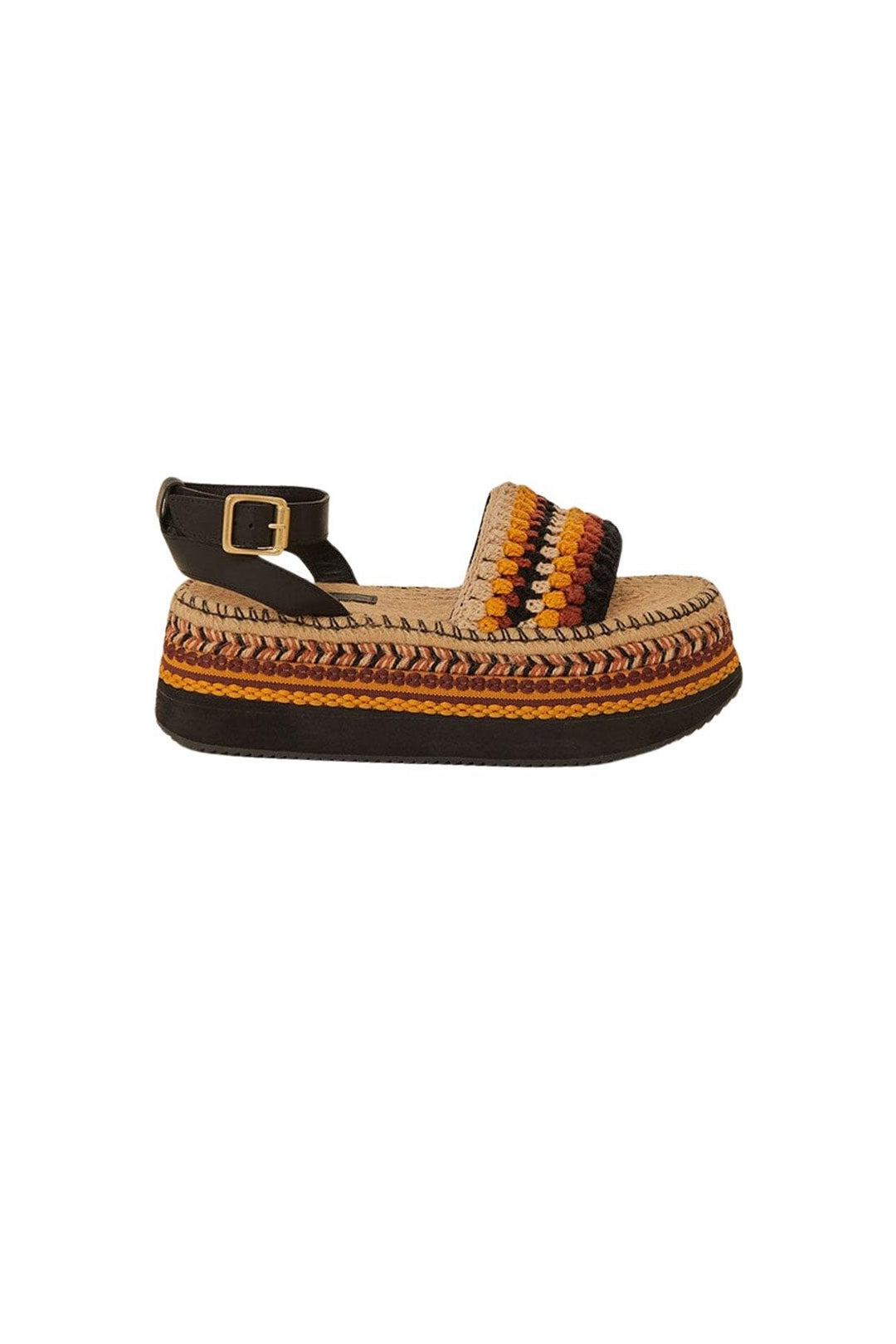 Espadrilles à plateforme crochet en coton mélangé - Jaune