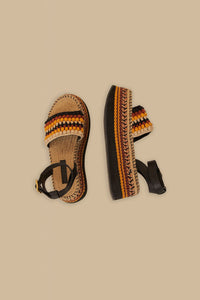 Espadrilles à plateforme crochet en coton mélangé - Jaune
