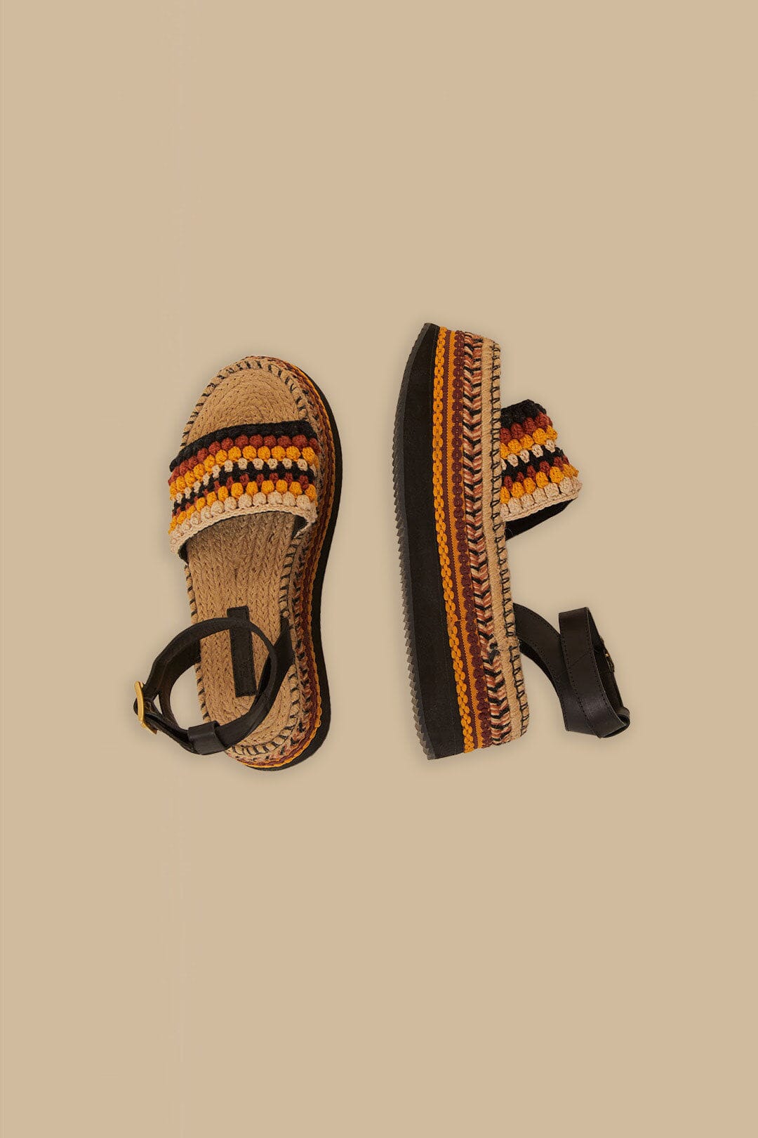 Espadrilles à plateforme crochet en coton mélangé - Jaune