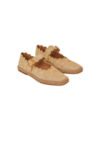 Ballerines Richelieu en coton - Blanc