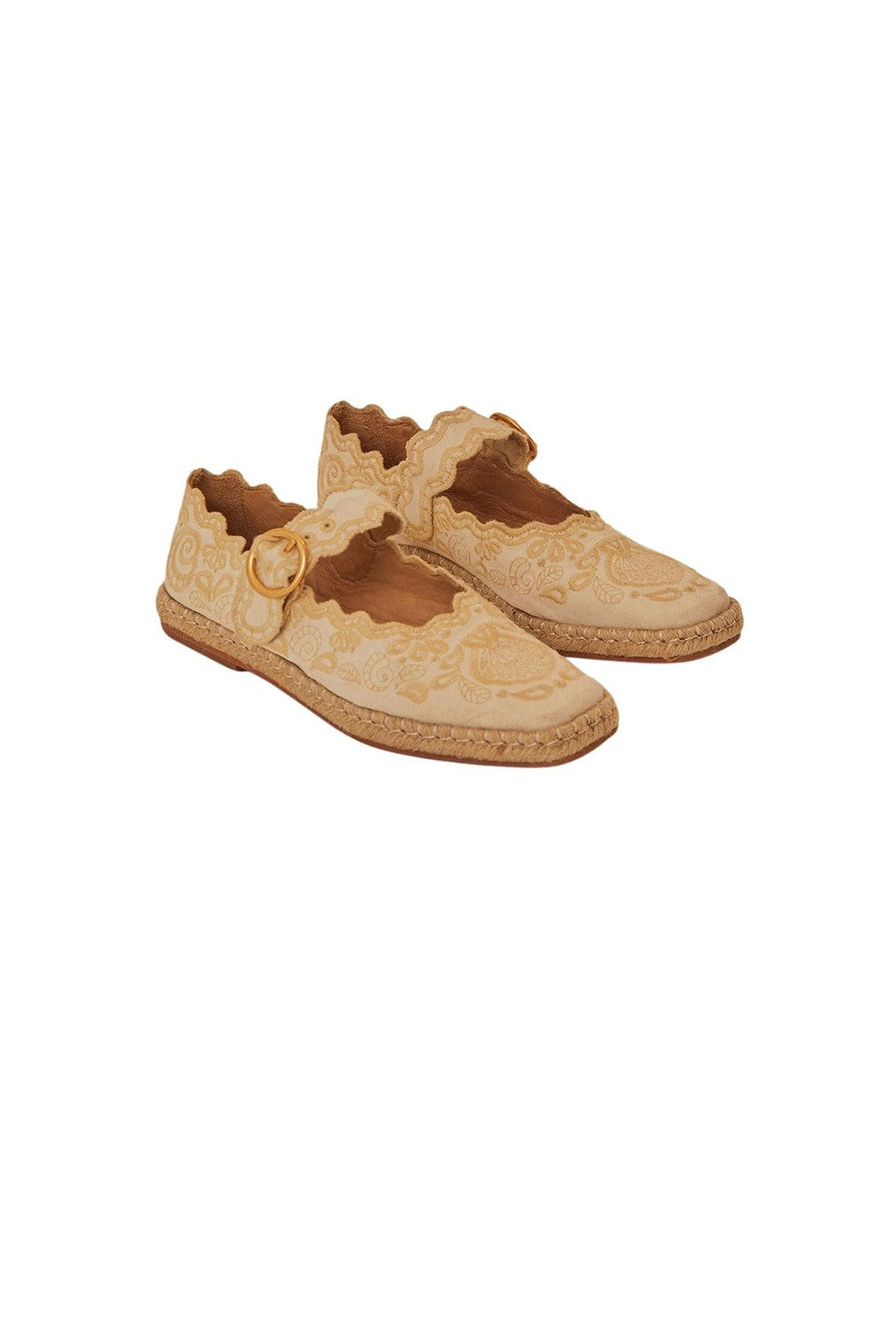 Ballerines Richelieu en coton - Blanc
