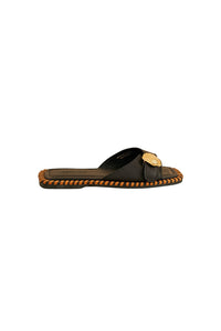 Mules plates Coquillage - Noir