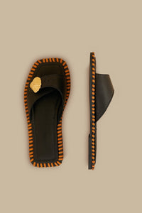 Mules plates Coquillage - Noir