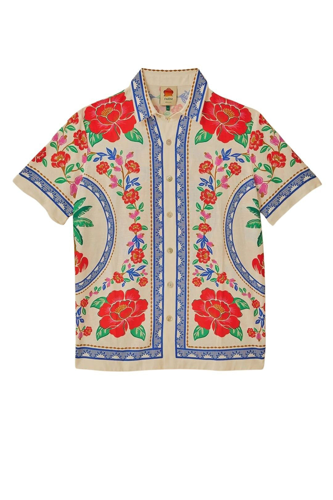 Chemise unisexe Flowers Beach en lin - Rouge