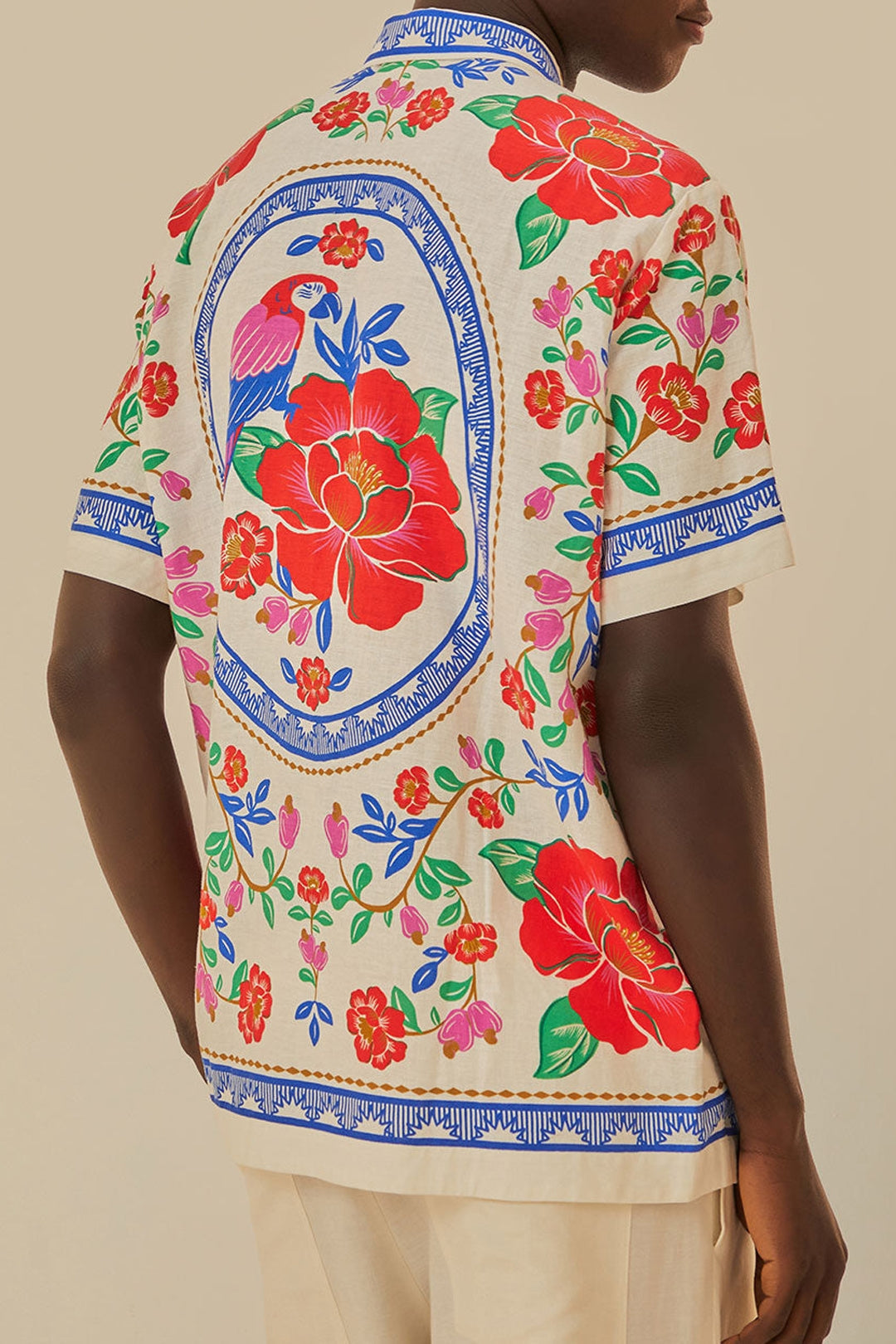 Chemise unisexe Flowers Beach en lin - Rouge