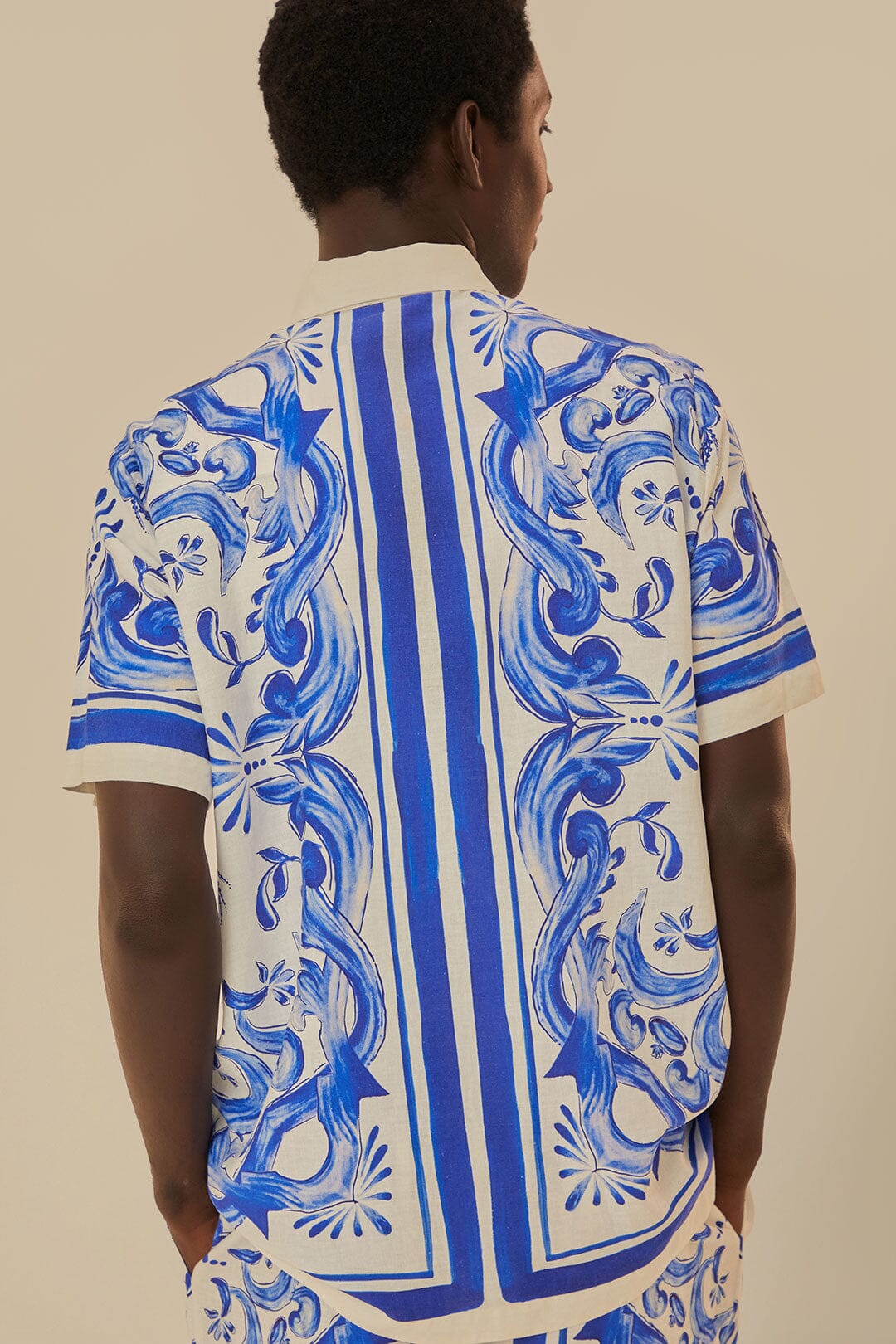 Chemise unisexe Jardin à carreaux en lin - Bleu