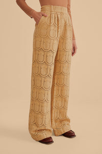 Pantalon à motif Ananas en coton - Beige