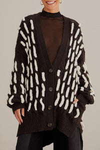 Cardigan texturée en maille - Noir