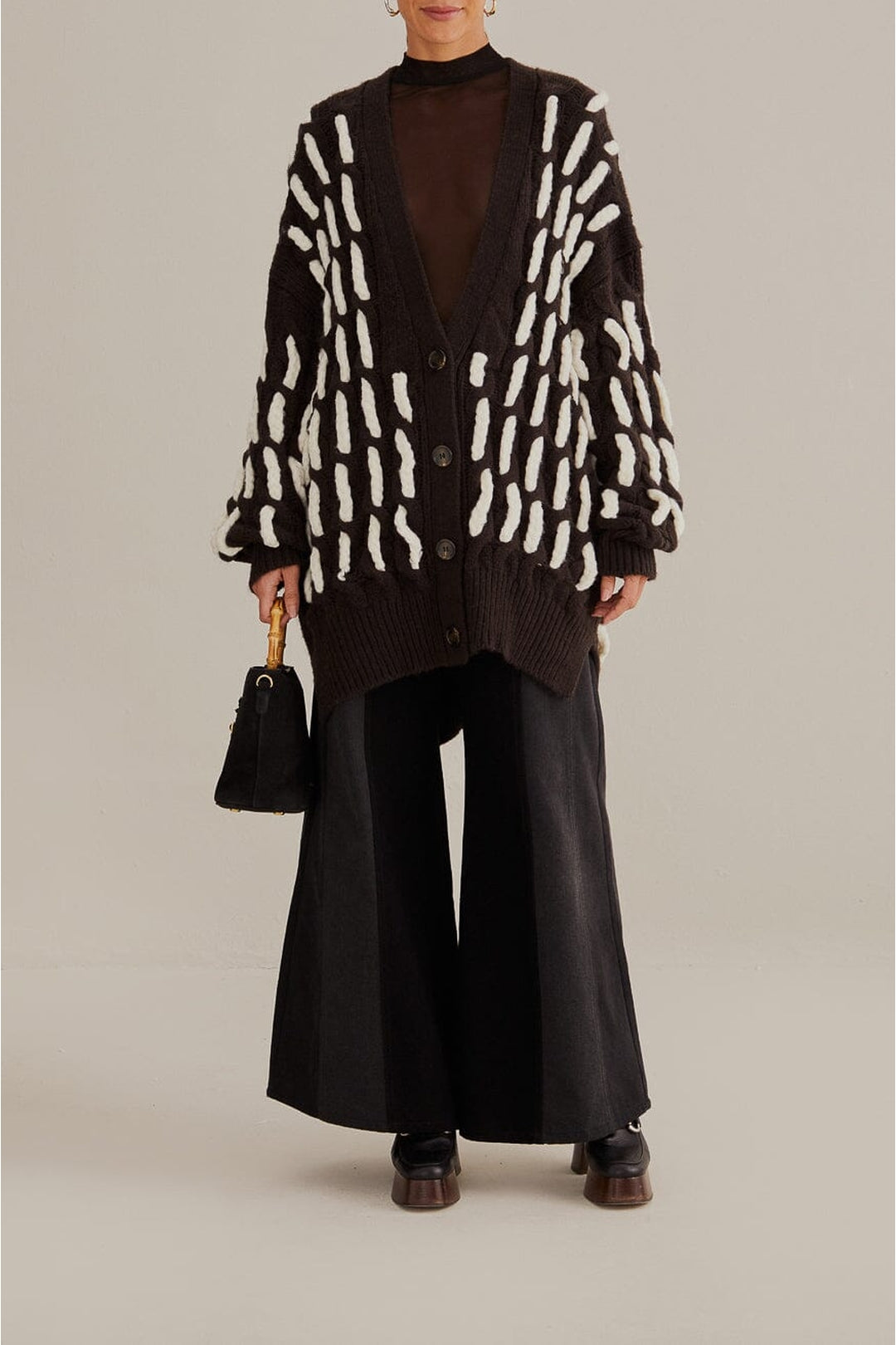 Cardigan texturée en maille - Noir