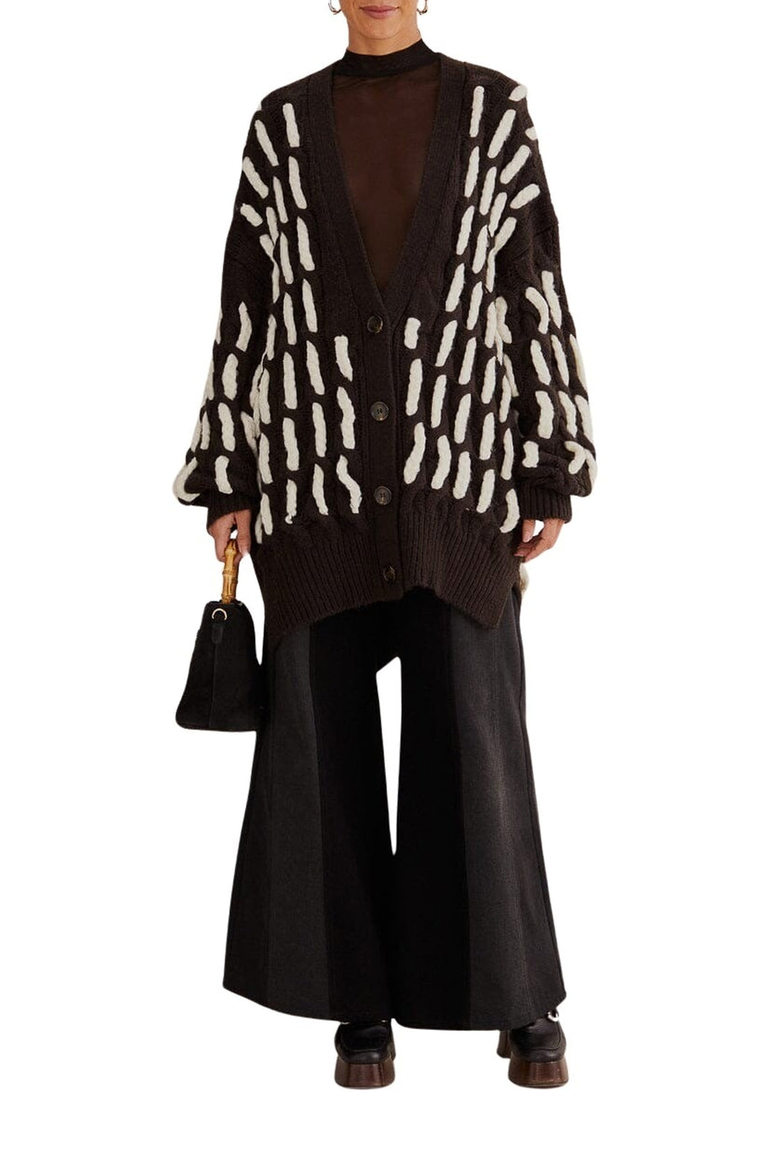 Cardigan texturée en maille - Noir
