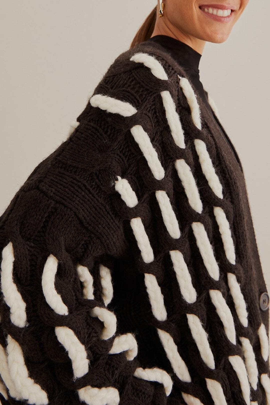 Cardigan texturée en maille - Noir