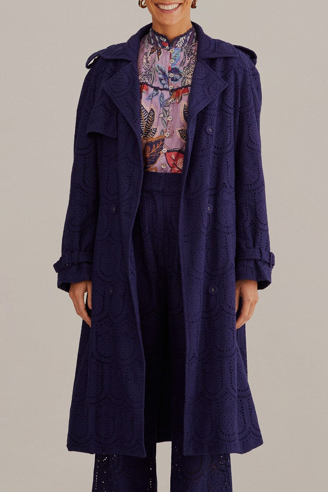Trenchcoat Pineapple à œillets en coton - Noir