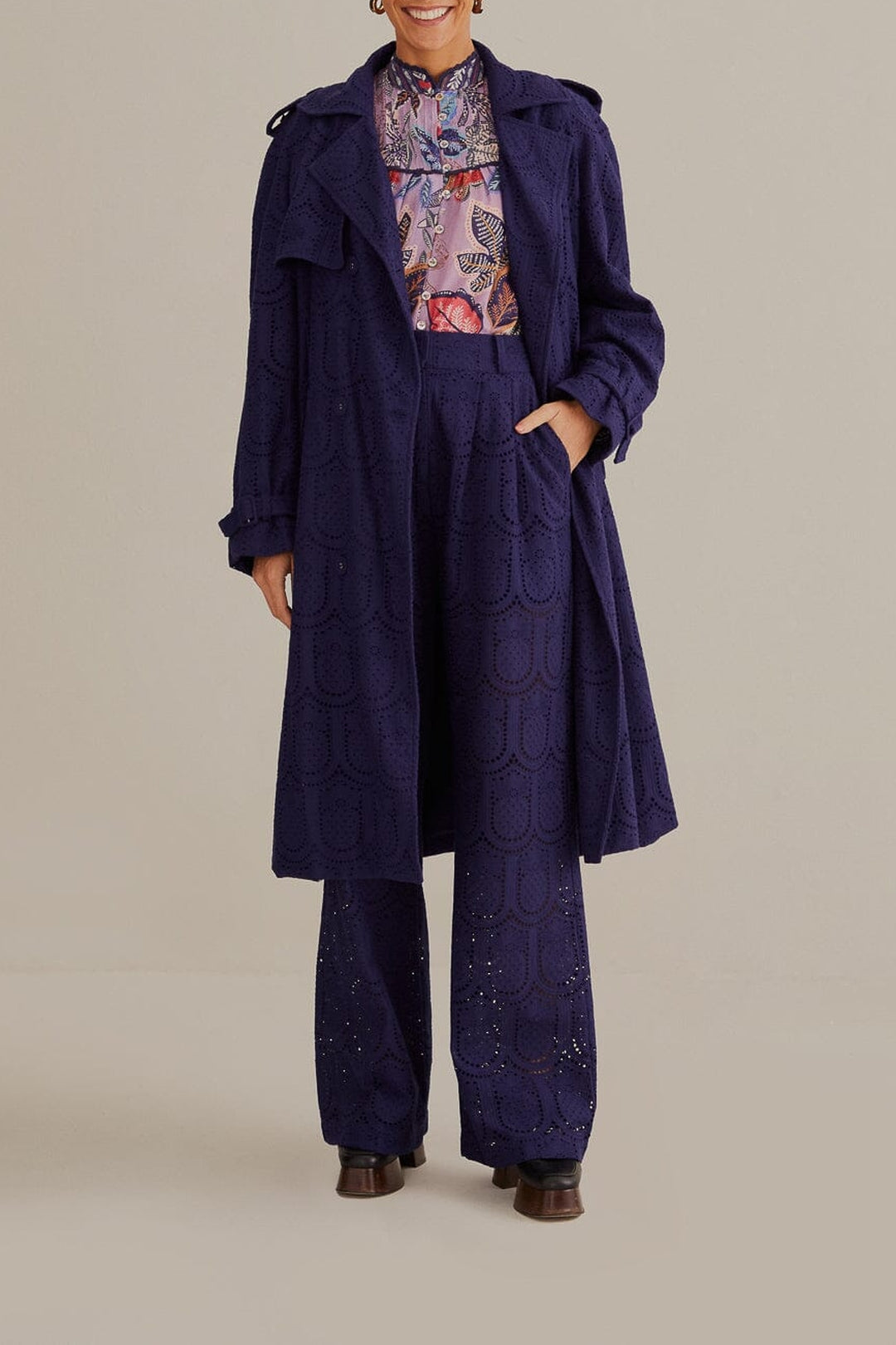 Trenchcoat Pineapple à œillets en coton - Noir