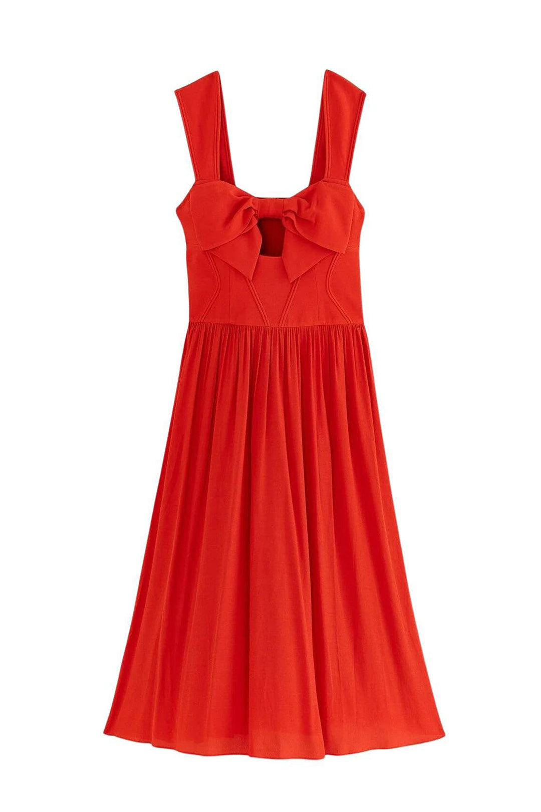 Robe midi sans manches à nœud - Rouge