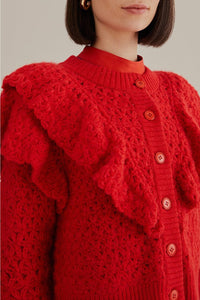 Cardigan texturée en maille - Rouge