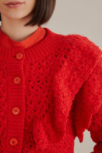 Cardigan texturée en maille - Rouge