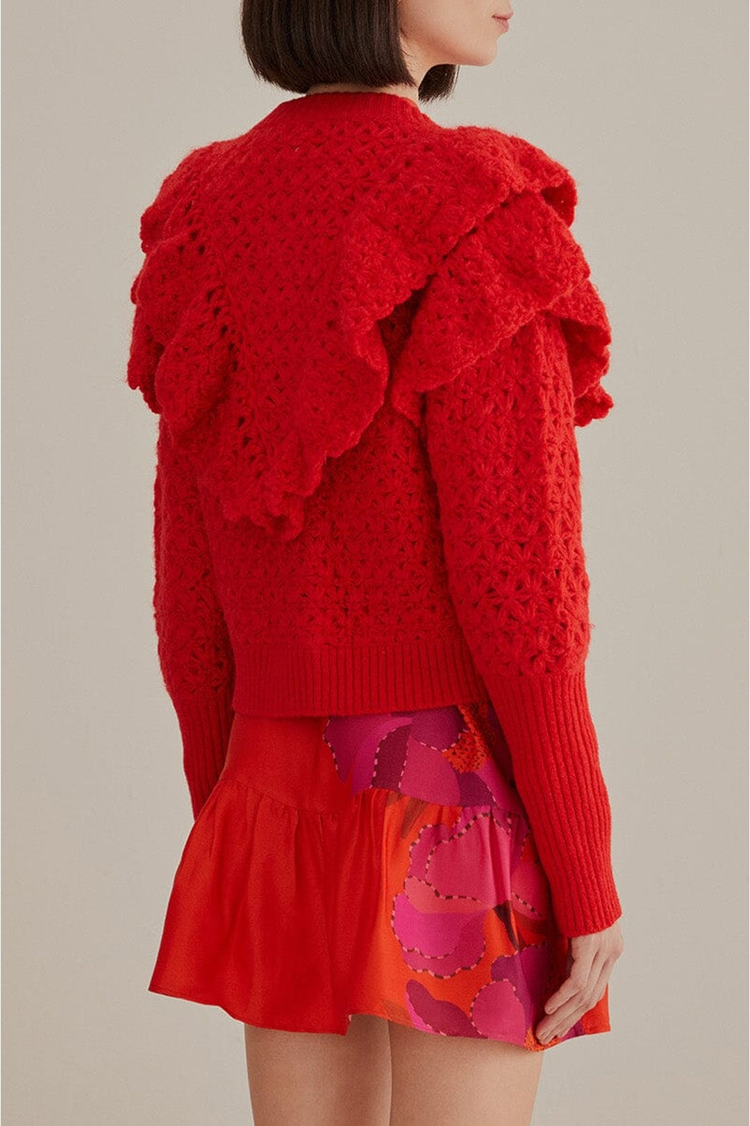 Cardigan texturée en maille - Rouge
