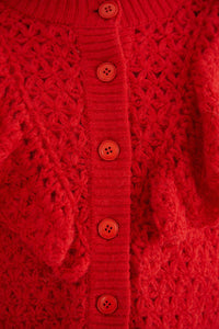 Cardigan texturée en maille - Rouge