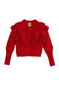 Cardigan texturée en maille - Rouge