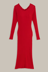 Robe midi en maille - Rouge