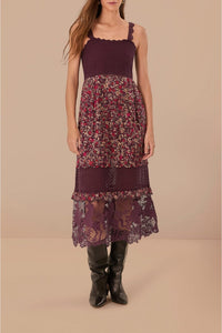 Robe midi Chelsea Garden en dentelle brodée en coton - Violet