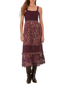 Robe midi Chelsea Garden en dentelle brodée en coton - Violet