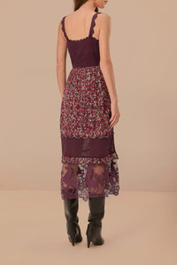 Robe midi Chelsea Garden en dentelle brodée en coton - Violet