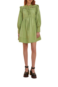 Robe courte à empiècement ouvert en coton - Vert