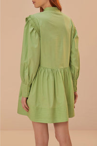 Robe courte à empiècement ouvert en coton - Vert