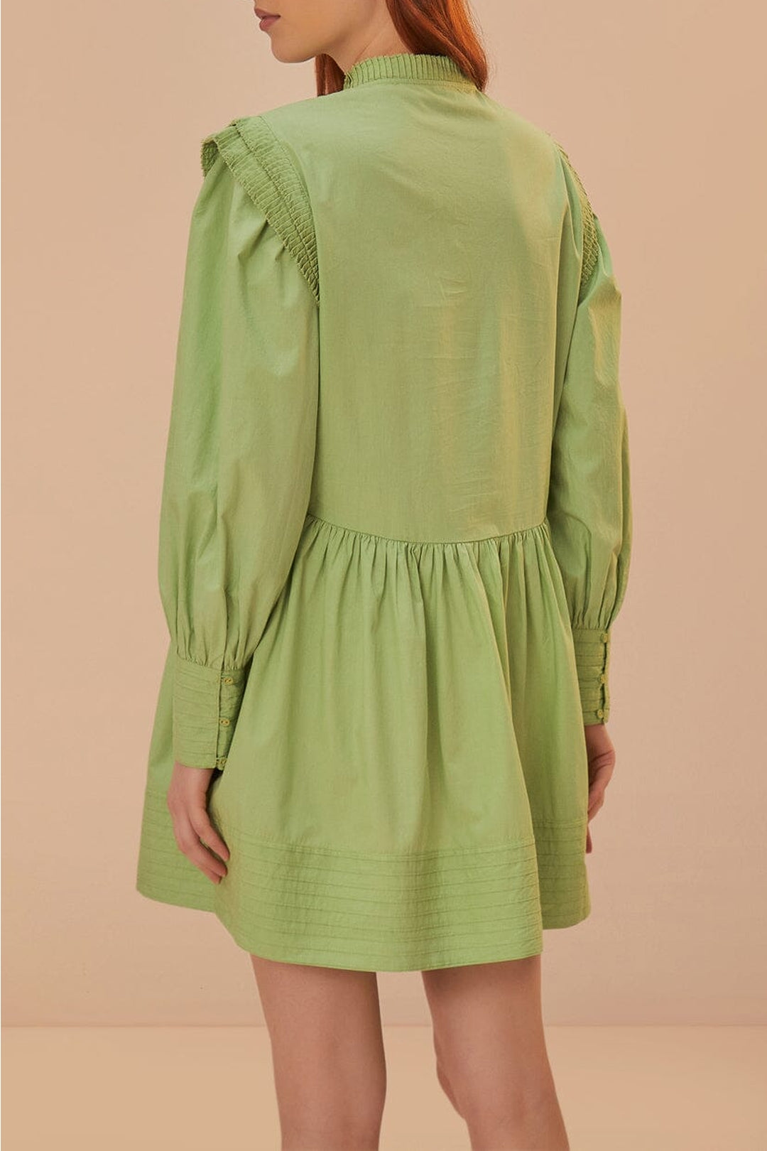 Robe courte à empiècement ouvert en coton - Vert