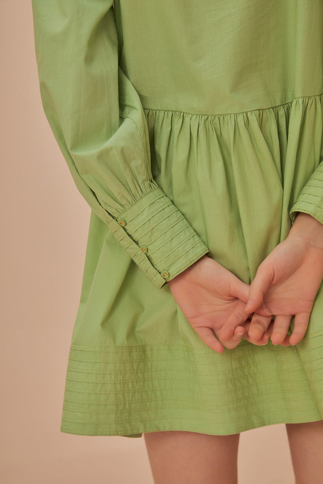 Robe courte à empiècement ouvert en coton - Vert