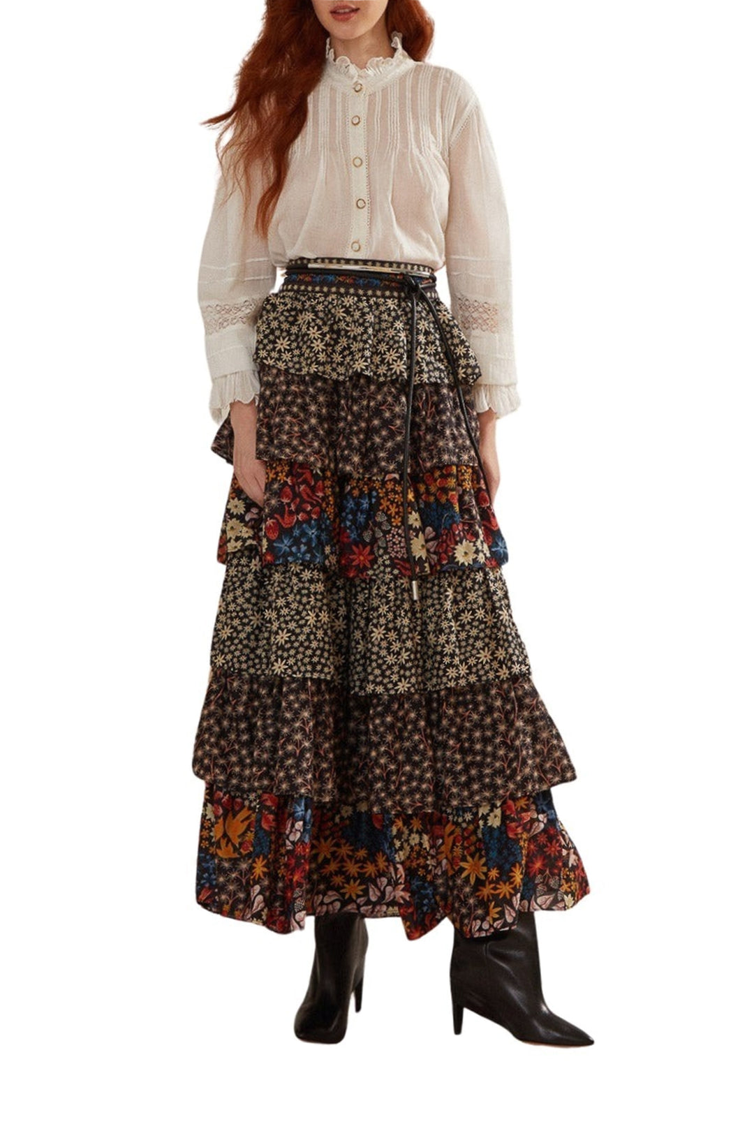 Blouse à manches longues en coton - Blanc