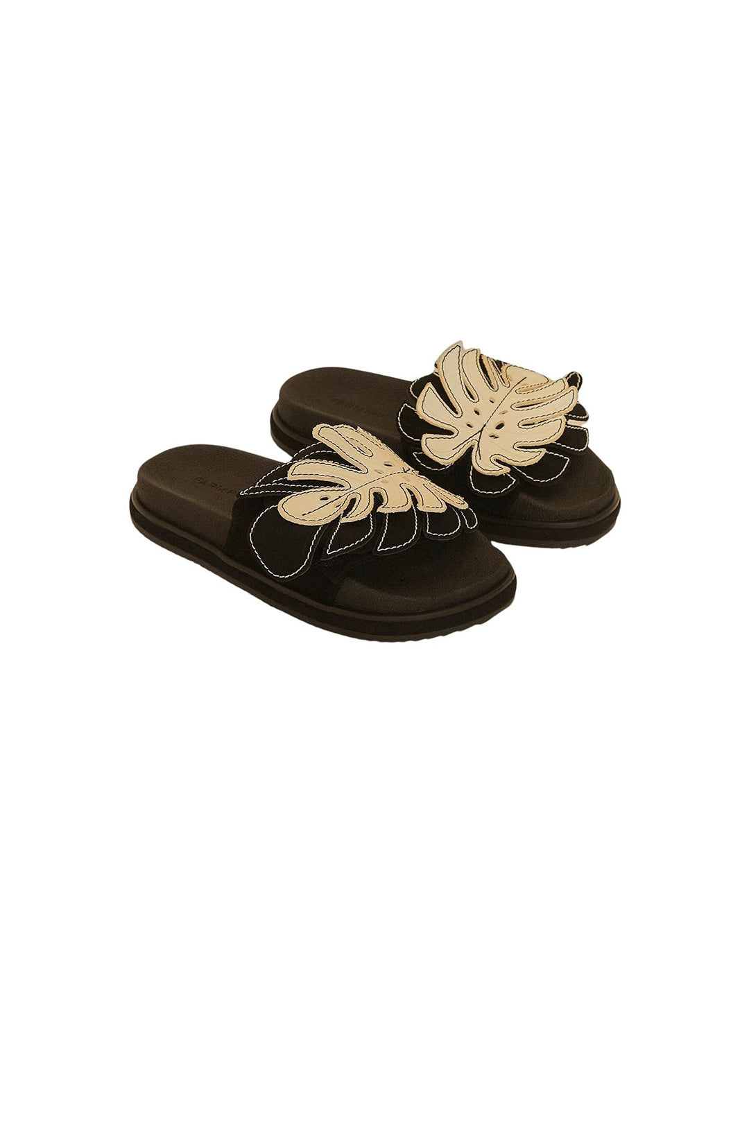 Mules Monstera à empiècement bicolor - Noir