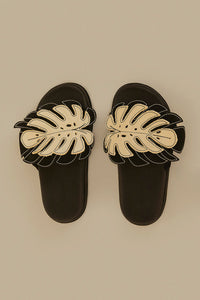 Mules Monstera à empiècement bicolor - Noir