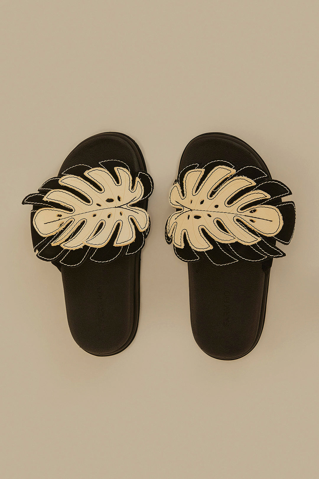 Mules Monstera à empiècement bicolor - Noir