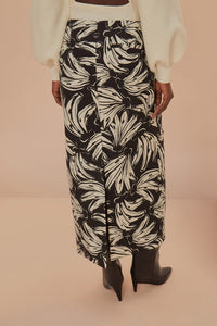 Jupe longue Bossa Banana taille basse à motif en coton - Noir
