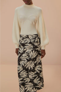 Jupe longue Bossa Banana taille basse à motif en coton - Noir