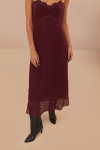 Robe longue sans manches à motif dentelle - Violet