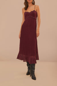 Robe longue sans manches à motif dentelle - Violet