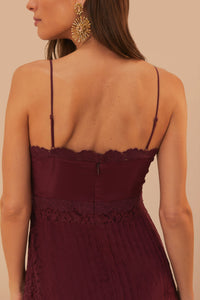 Robe longue sans manches à motif dentelle - Violet