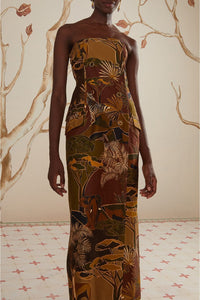 Robe longue Savana Dream boutonnée en coton - Marron