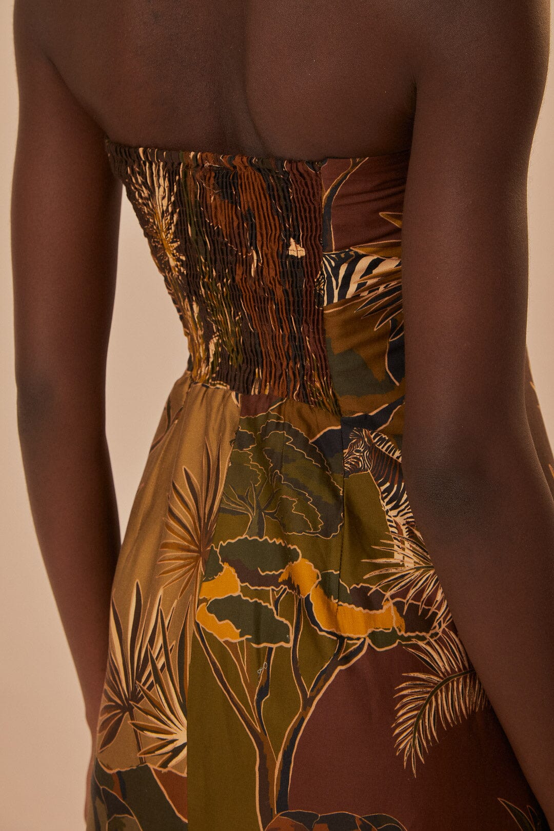 Robe longue Savana Dream boutonnée en coton - Marron