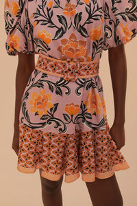 Robe courte Arabesque Floral en coton - Violet