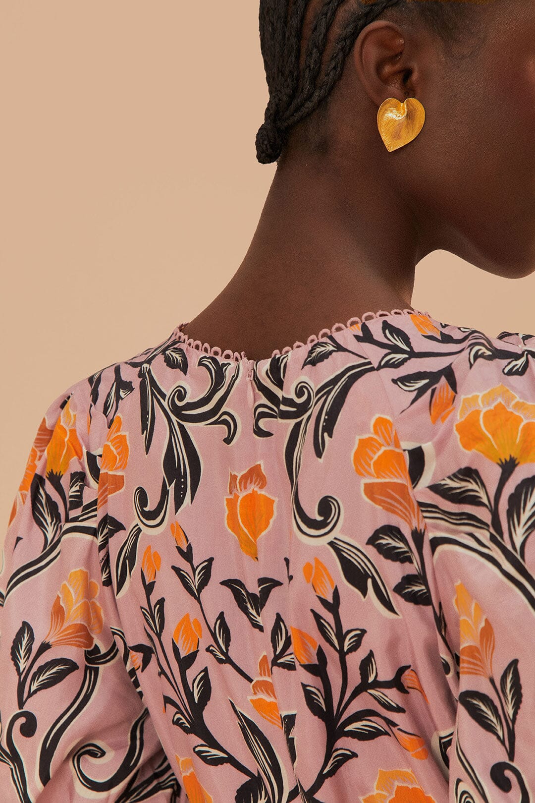 Robe courte Arabesque Floral en coton - Violet