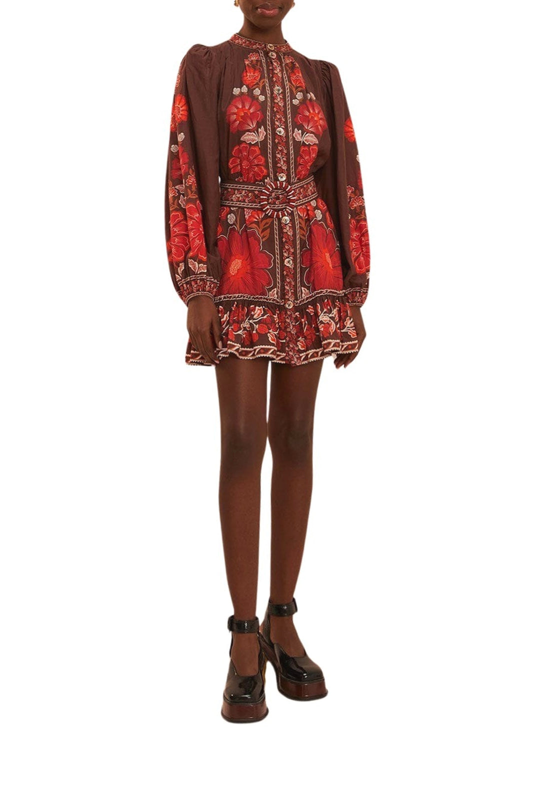 Robe courte à motif Gigi en coton - Rouge