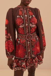 Robe courte à motif Gigi en coton - Rouge