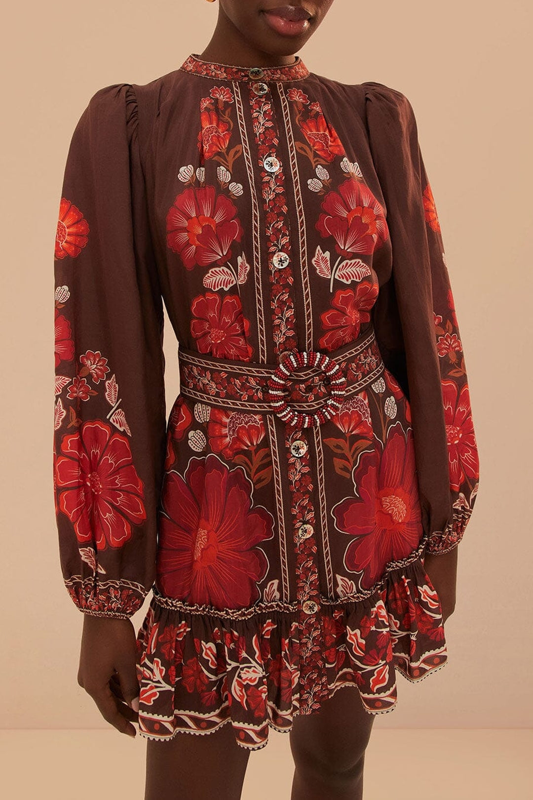 Robe courte à motif Gigi en coton - Rouge