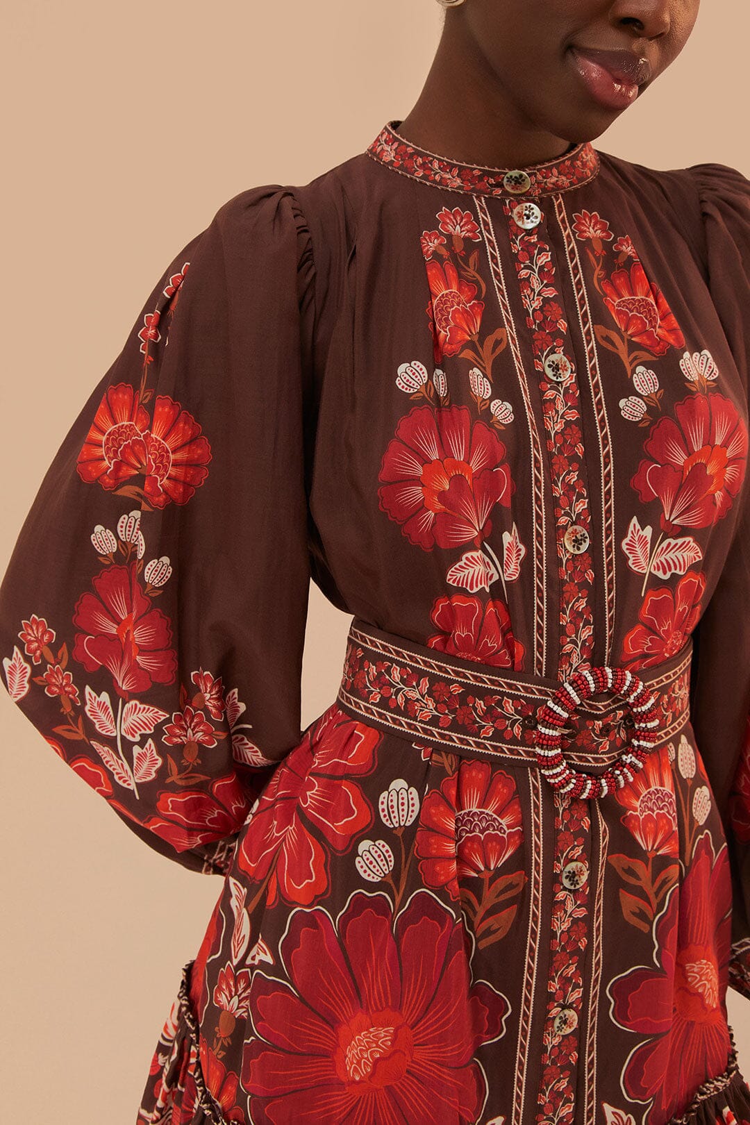 Robe courte à motif Gigi en coton - Rouge