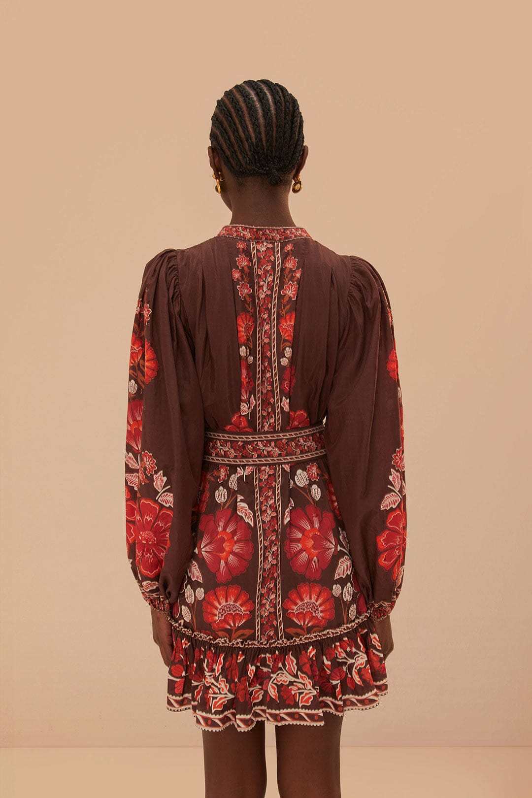 Robe courte à motif Gigi en coton - Rouge